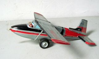 Vintage Japan Usagiya Cessna 180 tin litho Friction toy Airplane 2