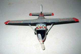 Vintage Japan Usagiya Cessna 180 tin litho Friction toy Airplane 5