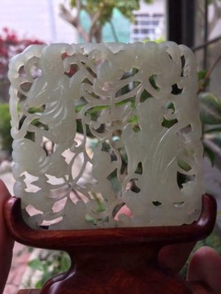Antique White Jade Chinese Ching Dynasty Table Screen Nr