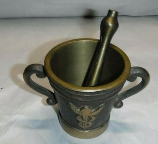 Antique Inscribed Solid Brass Mortar Pestle Apothecary Medical Pharmacy Herbal 8