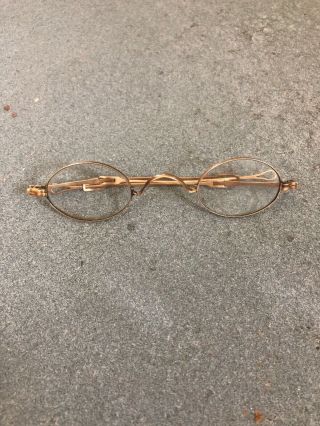Antique Civil War Era Eyeglasses Solid 14k Gold Adjustable Slide Arms Not Scrap