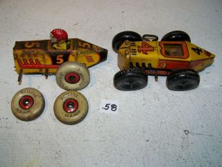 58,  Vintage Marx 4 An 5 Race Cars Or Restore,