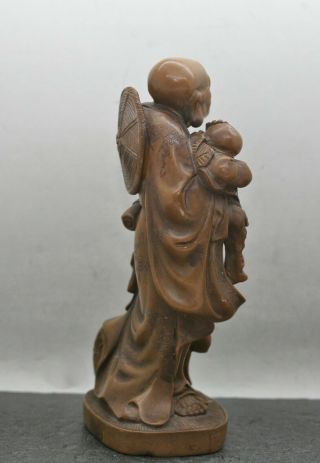 Exquisite Very Fine Antique Chinese Soapstone Carving Of A Lohan Monk c1800s 4