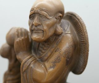 Exquisite Very Fine Antique Chinese Soapstone Carving Of A Lohan Monk c1800s 8