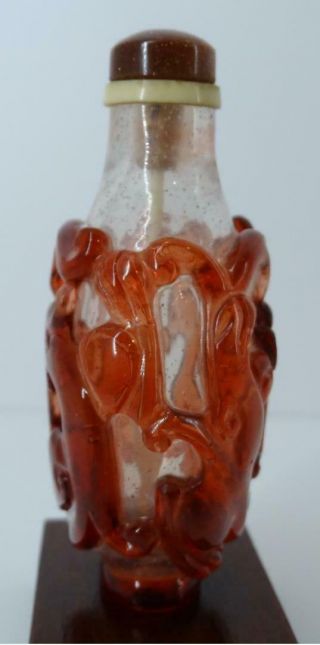Fine Antique Chinese Imperial Dragon Chilong Red Glass Overlay Snuff Bottle 18th 2