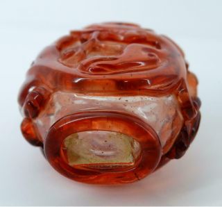 Fine Antique Chinese Imperial Dragon Chilong Red Glass Overlay Snuff Bottle 18th 5