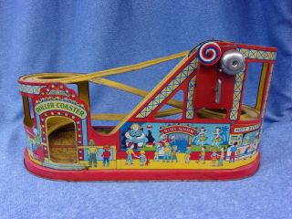 Early Edition Antique 275 J.  Chein Tin Metal Roller Coaster Very Cool Item