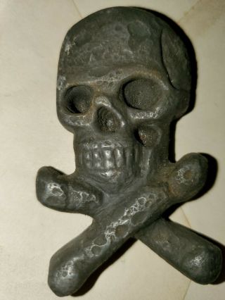 Skull With Bones Metal Old Europe Wwi Ww1 Trench Art Military Rare Soldier Talis