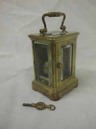 TINY MINIATURE FRENCH MANTLE CLOCK,  STANDS JUST 2.  75 INCHES,  FOR REPAIR, 2