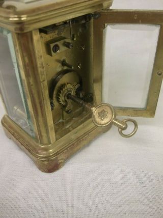 TINY MINIATURE FRENCH MANTLE CLOCK,  STANDS JUST 2.  75 INCHES,  FOR REPAIR, 8