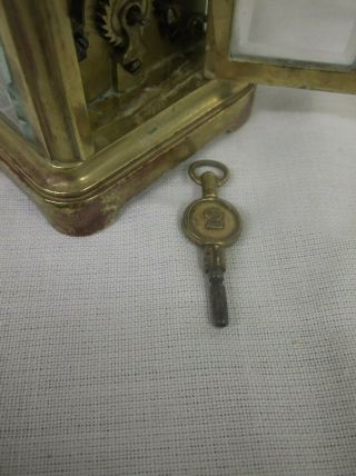 TINY MINIATURE FRENCH MANTLE CLOCK,  STANDS JUST 2.  75 INCHES,  FOR REPAIR, 9