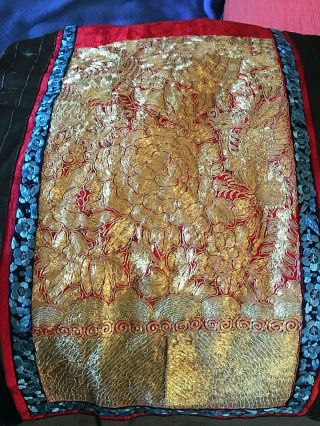 Chinese 19thc Skirt Gold Couched Skirt Complete 8