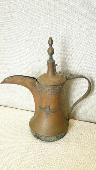 Antique Hand Decorated Brass Tea/coffee Pot Arabic Dallah Middle East