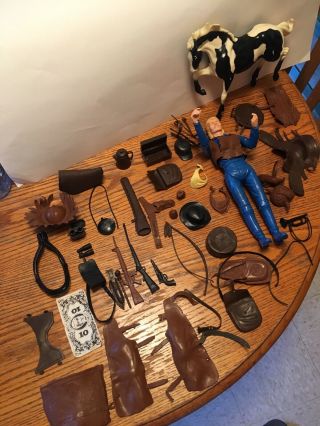 Vintage Johnny West Figure With Campfire Gear By Marx 1967