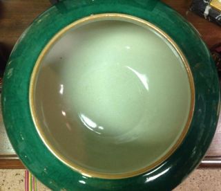 Antique Chinese Monochrome Porcelain Apple Green Crackle Glaze Bowl w/Brown Rim 3