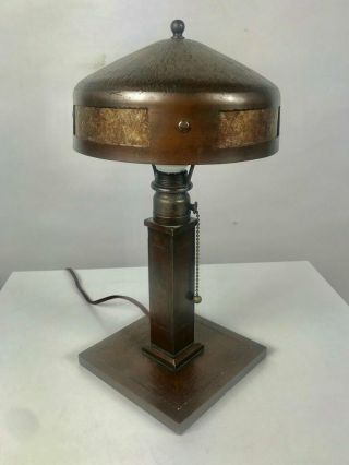 1920 ' s Classic Arts & Crafts Roycroft Hammered Copper and Mica Table Lamp 8