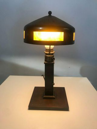 1920 ' s Classic Arts & Crafts Roycroft Hammered Copper and Mica Table Lamp 9