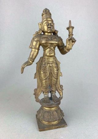 Large Gilded Bronze Antique Indian Figure Hindu Goddess