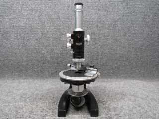 Bausch & Lomb Microscope 16033 - 443 W/ Single Objective & Slide Attachment