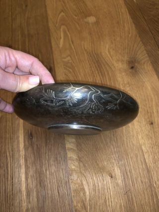 Heintz Sterling - On - Bronze Low Bowl With Sterling Silver Overlay.  9” Diameter.