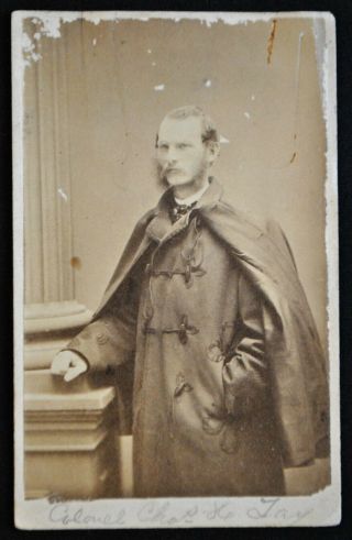 Cdv,  Colonel Charles H.  Tay Wearing Overcoat & Cape