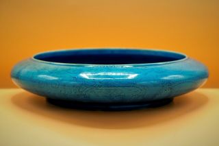 19th Century - Rare Chinese Large Porcelain Turquoise Dragon Antique Censer Dish