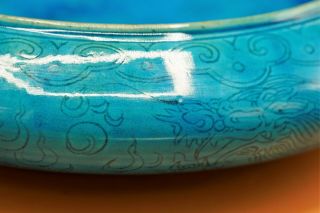 19th Century - Rare Chinese LARGE Porcelain Turquoise DRAGON Antique CENSER Dish 3