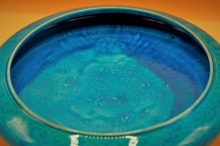 19th Century - Rare Chinese LARGE Porcelain Turquoise DRAGON Antique CENSER Dish 4