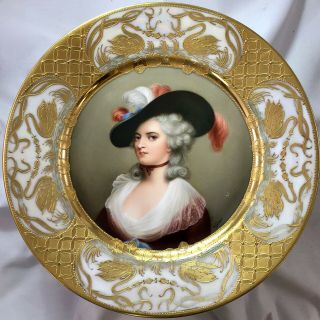 Antique Royal Vienna Porcelain Hand Painted Portrait Plate Signed Wagner