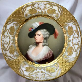 Antique Royal Vienna Porcelain Hand Painted Portrait Plate Signed Wagner 3
