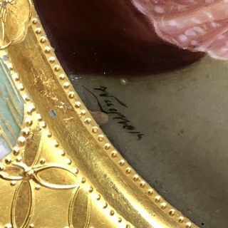 Antique Royal Vienna Porcelain Hand Painted Portrait Plate Signed Wagner 6