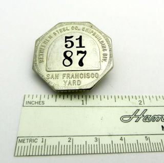 Employee ID Badge BETHLEHEM STEEL CO SHIPBUILDING San Francisco Yard WWII 3