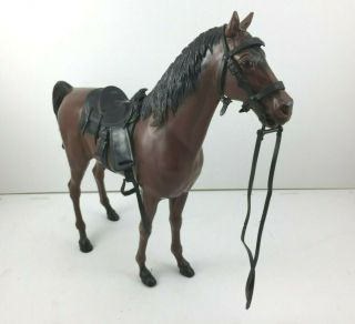 Vtg 1965 Marx Johnny West Dark Brown Thunderbolt 13 " Horse Toy,  Saddle & Harness