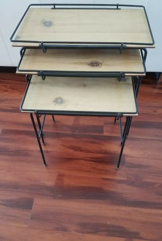Vintage Wire Legs Hairpin Nesting Tables Umanoff Style Mid Century