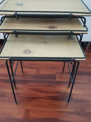 vintage wire legs hairpin nesting tables umanoff style mid century 2