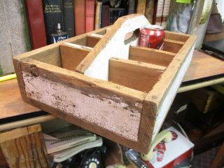 Primitive Wooden Tool TOTE Tray Box Carrier Chest Caddy Carpenter Rustic VINTAGE 2