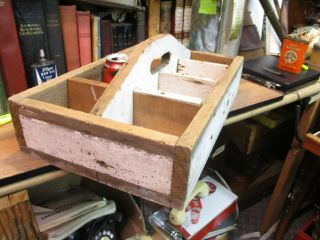 Primitive Wooden Tool TOTE Tray Box Carrier Chest Caddy Carpenter Rustic VINTAGE 4