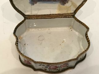 Antique Continental Porcelain Box With Hand Painting Of Figures And Floral Decor 2