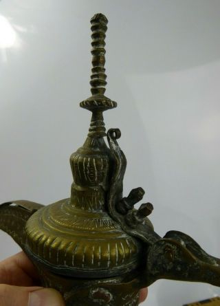 Antique Middle Eastern Dallah Coffee Pot Oman Nizwa Copper Brass Bedouin Islamic 11