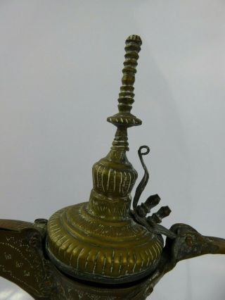 Antique Middle Eastern Dallah Coffee Pot Oman Nizwa Copper Brass Bedouin Islamic 2