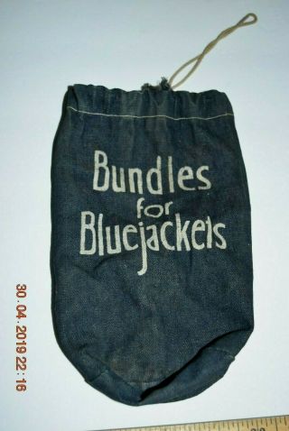 Rare Wwii " Bundles For Bluejackets " Rope Bag Columbus Blue Jackets Nhl Hockey