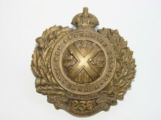Canada Ww1 Cef Cap Badge The 236th Battalion " Brunswick Kilties "