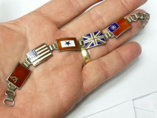 WWII US Military Son In Service Allied Flags Enameled Bracelet 7