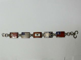 WWII US Military Son In Service Allied Flags Enameled Bracelet 8