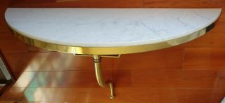 Vintage Mid Century Marble Top Brass Console Table And Mirror