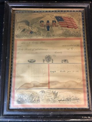 1865 G.  A.  R.  Family Record William Butler & Mary Rice Civil War Union Soldier