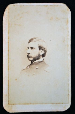 Cdv Of Civil War Officer - Seperate Second Applied Label On Back