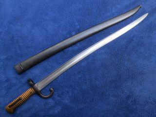 Antique M1866 French Chassepot Sword Bayonet And Scabbard Made In 1873