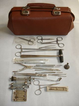 Vintage Doctor Bag With Different Tools