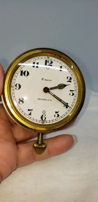Antique Travel Clock Signed Tiffany & Co 8 Days 15 Jewels.